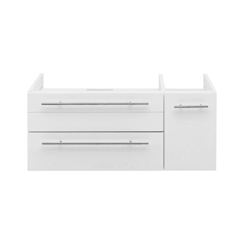 Lucera 36" White Wall Hung Vessel Sink Modern Bathroom Cabinet - Left Version