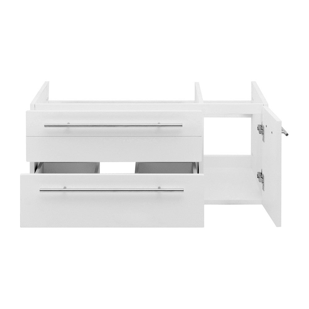 Lucera 36" White Wall Hung Vessel Sink Modern Bathroom Cabinet - Left Version