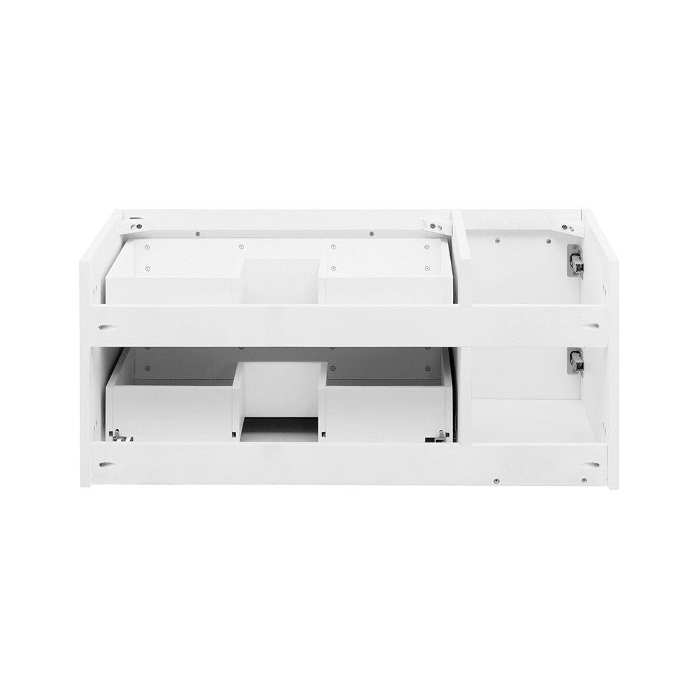 Lucera 36" White Wall Hung Vessel Sink Modern Bathroom Cabinet - Right Version