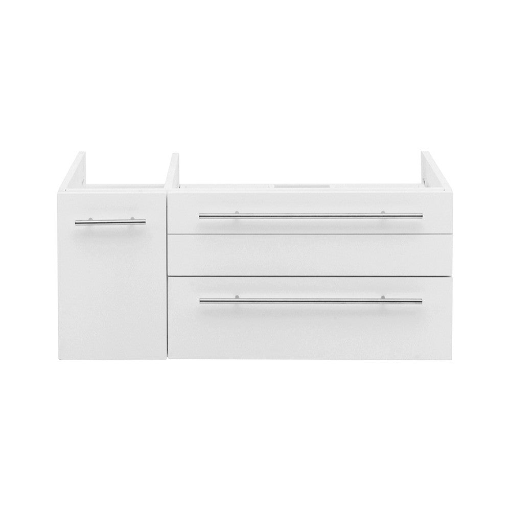 Lucera 36" White Wall Hung Vessel Sink Modern Bathroom Cabinet - Right Version