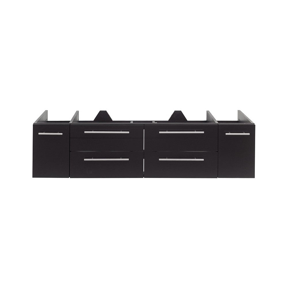 Lucera 60" Espresso Wall Hung Single Undermount Sink Modern Bathroom Cabinet
