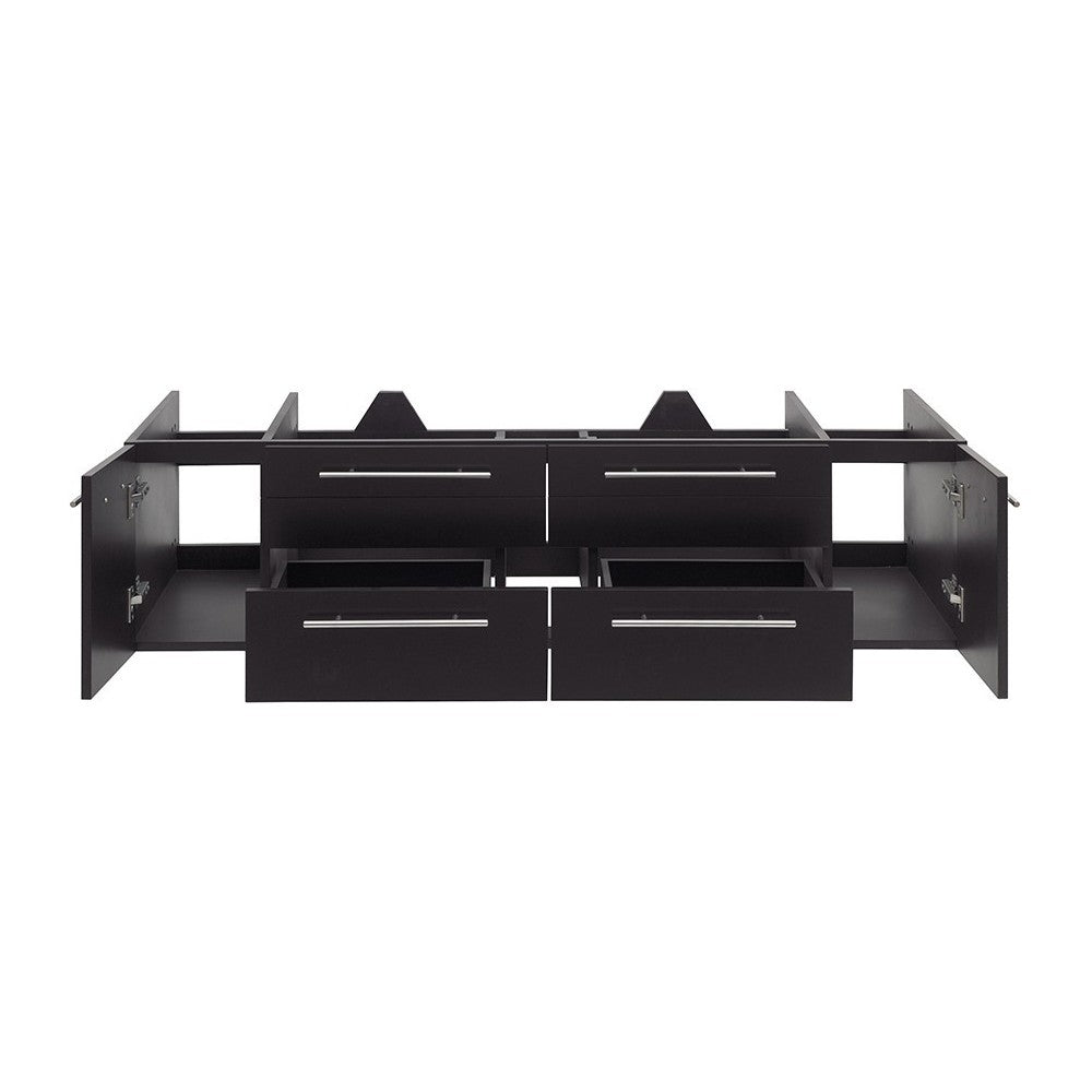 Lucera 60" Espresso Wall Hung Single Undermount Sink Modern Bathroom Cabinet