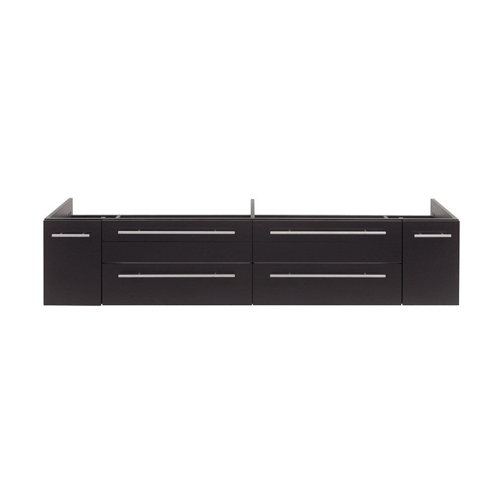 Lucera 72" Espresso Wall Hung Double Undermount Sink Modern Bathroom Cabinet
