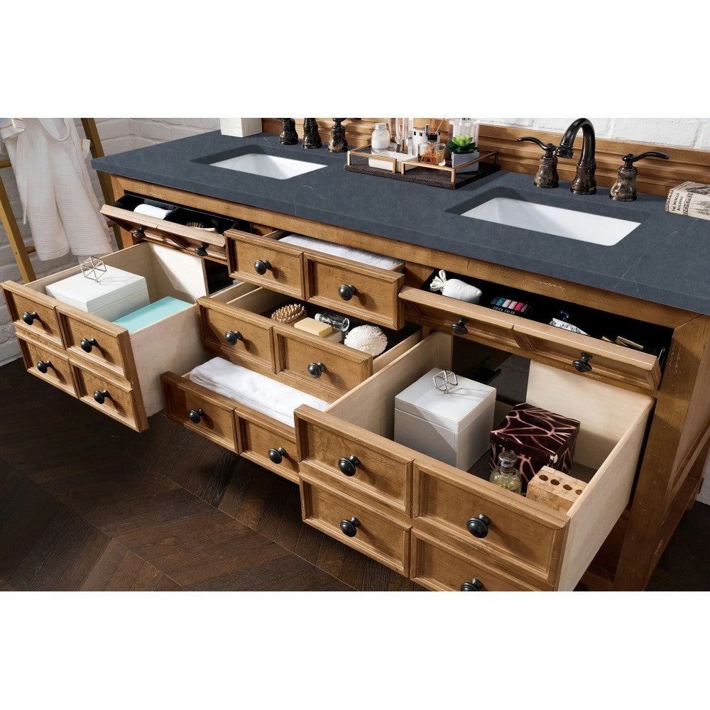 Malibu 72" Double Vanity, Honey Alder w/ 3 CM Charcoal Soapstone Quartz Top