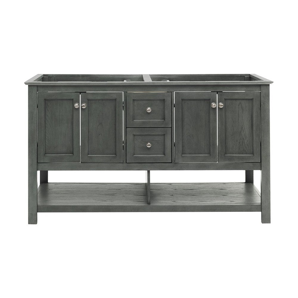 Manchester Regal 60" Gray Wood Veneer Traditional Double Sink Bathroom Cabinet