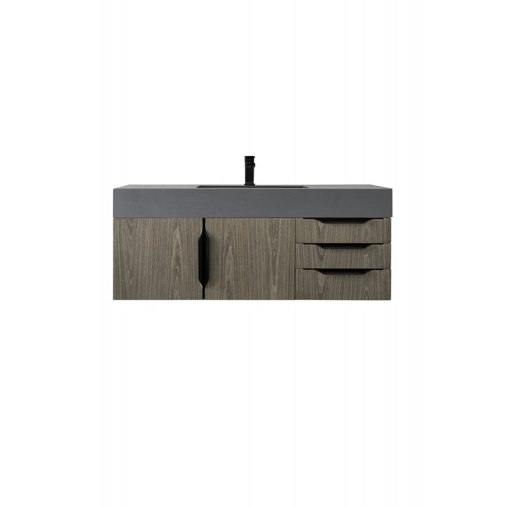 Mercer Island 48" Single Vanity Ash Gray Black w/Dusk Gray Glossy Composite Top