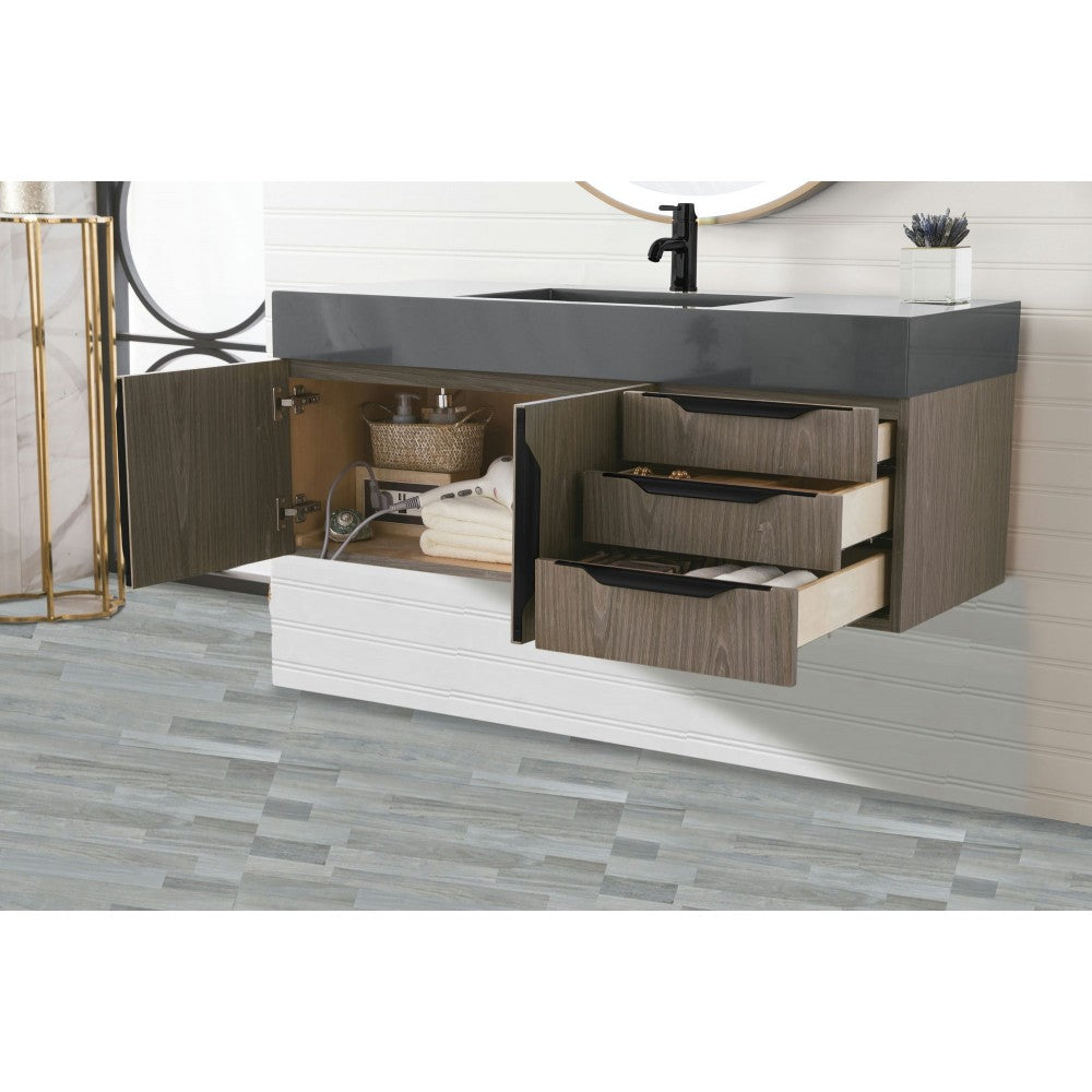 Mercer Island 48" Single Vanity Ash Gray Black w/Dusk Gray Glossy Composite Top