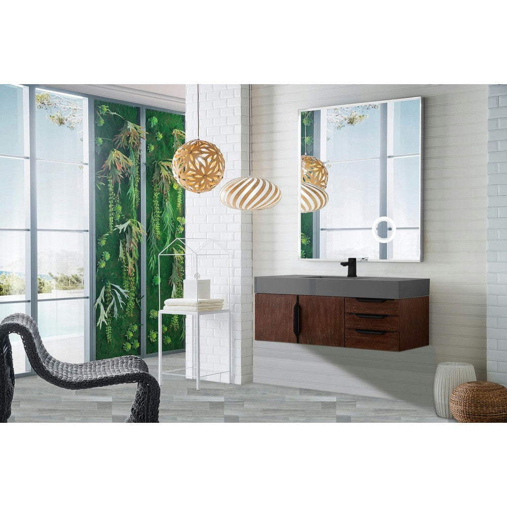 Mercer Island 48" Single Vanity Coffee Oak Black w/Dusk Gray Composite Top