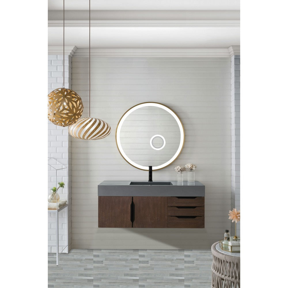Mercer Island 48" Single Vanity Coffee Oak Black w/Dusk Gray Composite Top