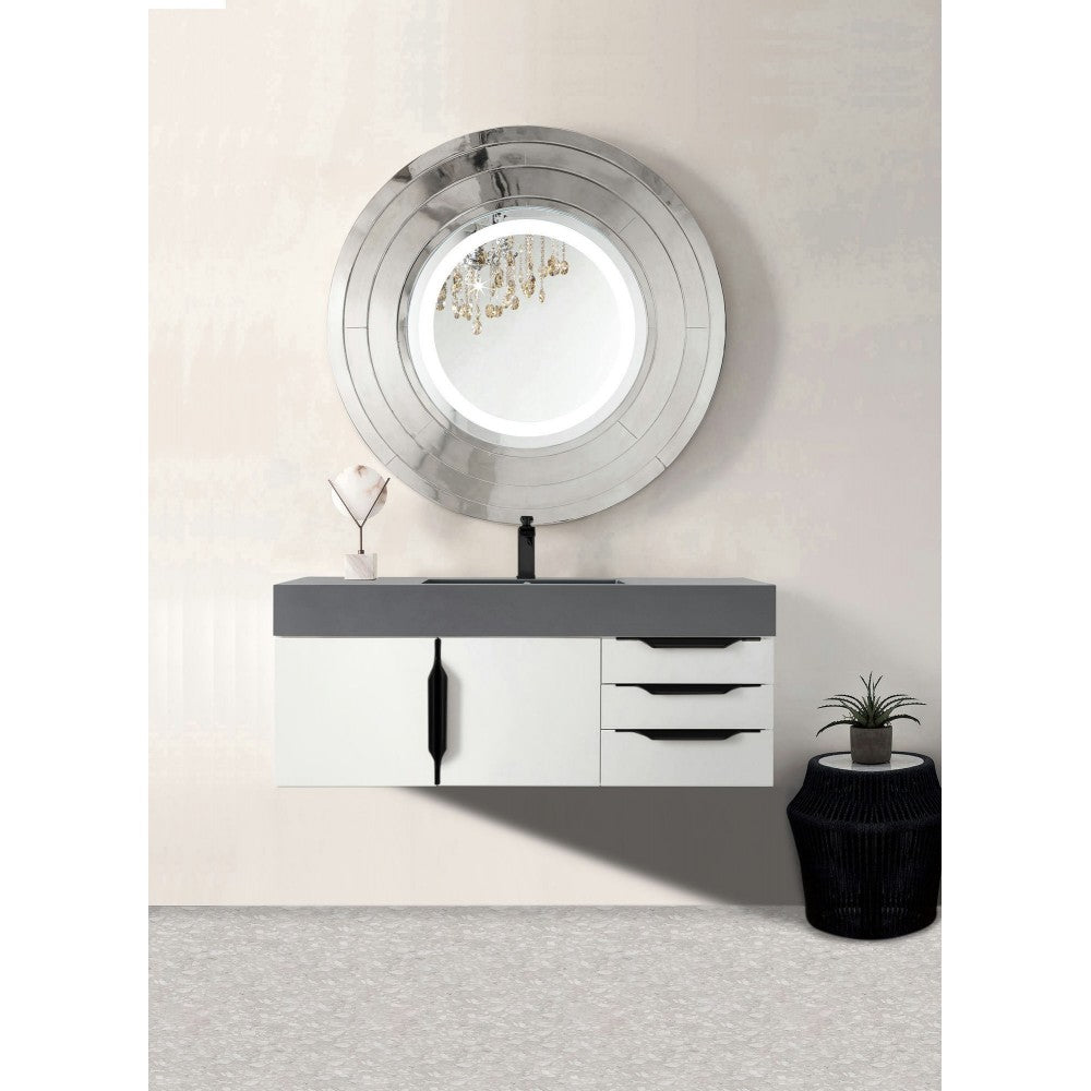 Mercer Island 48" Single Vanity White Black w/Dusk Gray Composite Top