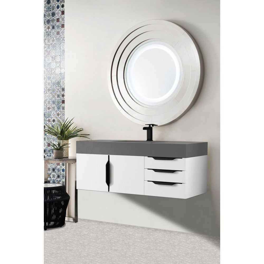 Mercer Island 48" Single Vanity White Black w/Dusk Gray Composite Top
