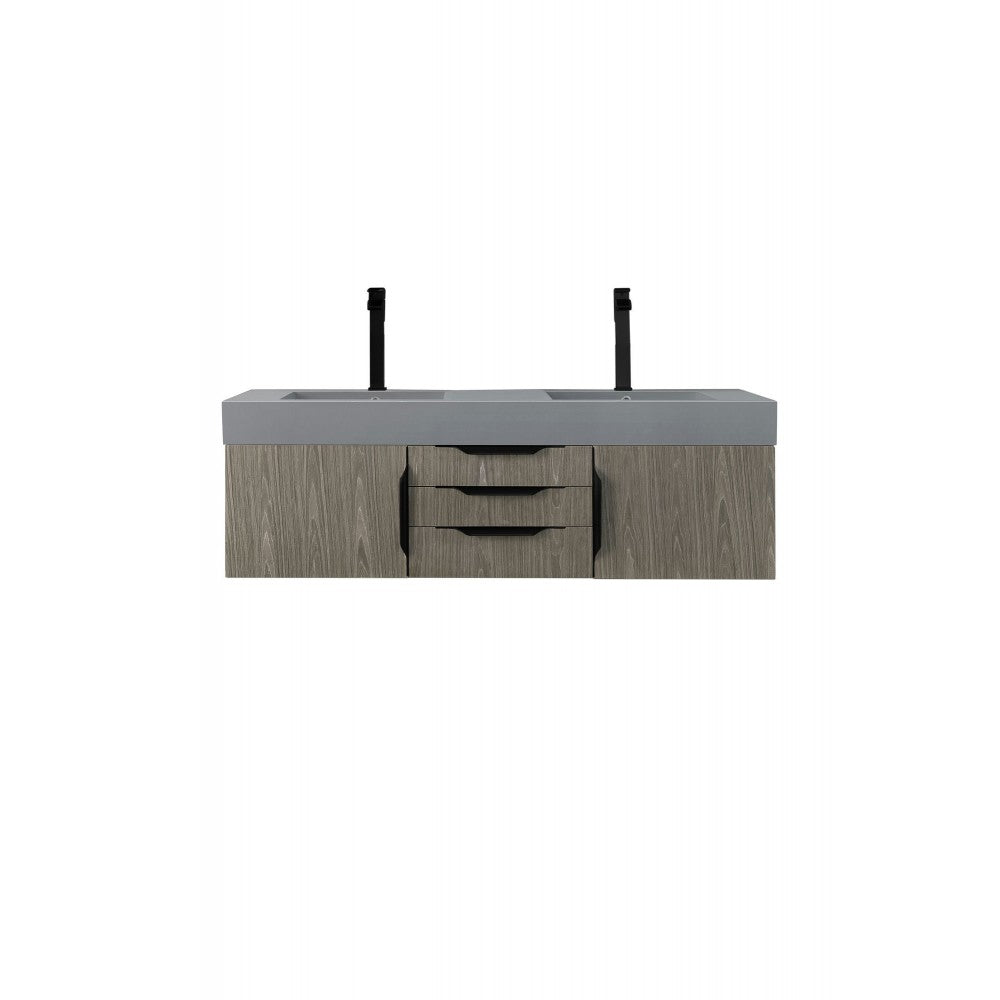 Mercer Island 59" Double Vanity Ash Gray Black w/Dusk Gray Glossy Composite Top