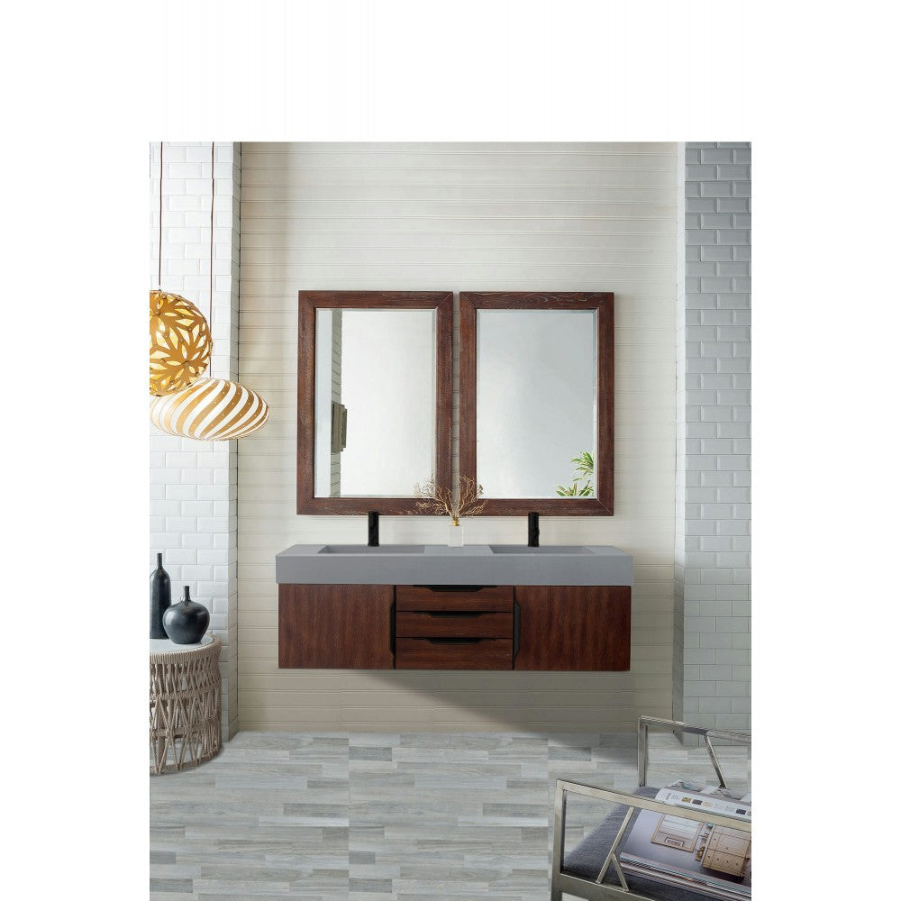 Mercer Island 59" Double Vanity Coffee Oak Black w/Dusk Gray Composite Top