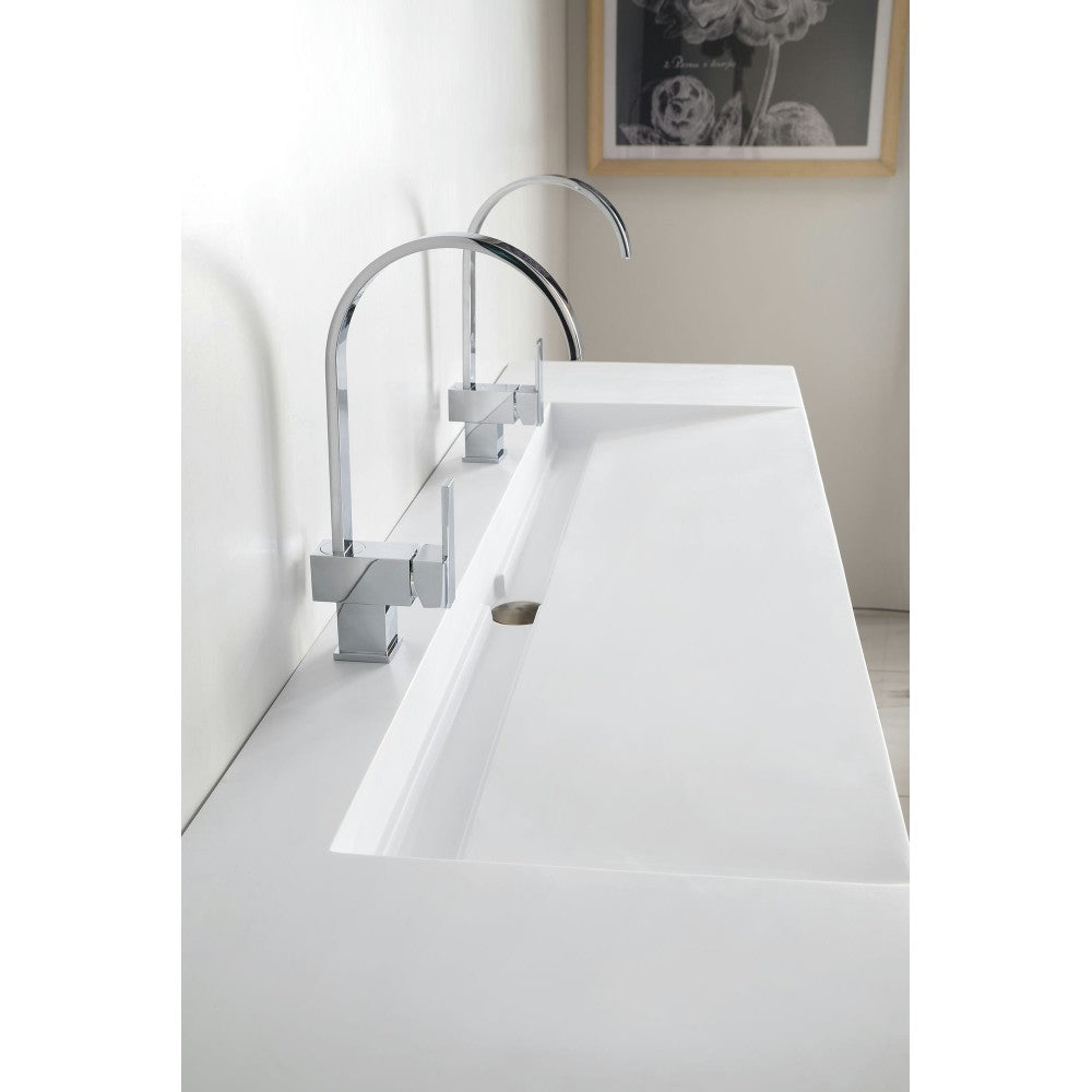 Mercer Island 72" Double Vanity, Latte Oak w/ Glossy White Composite Top