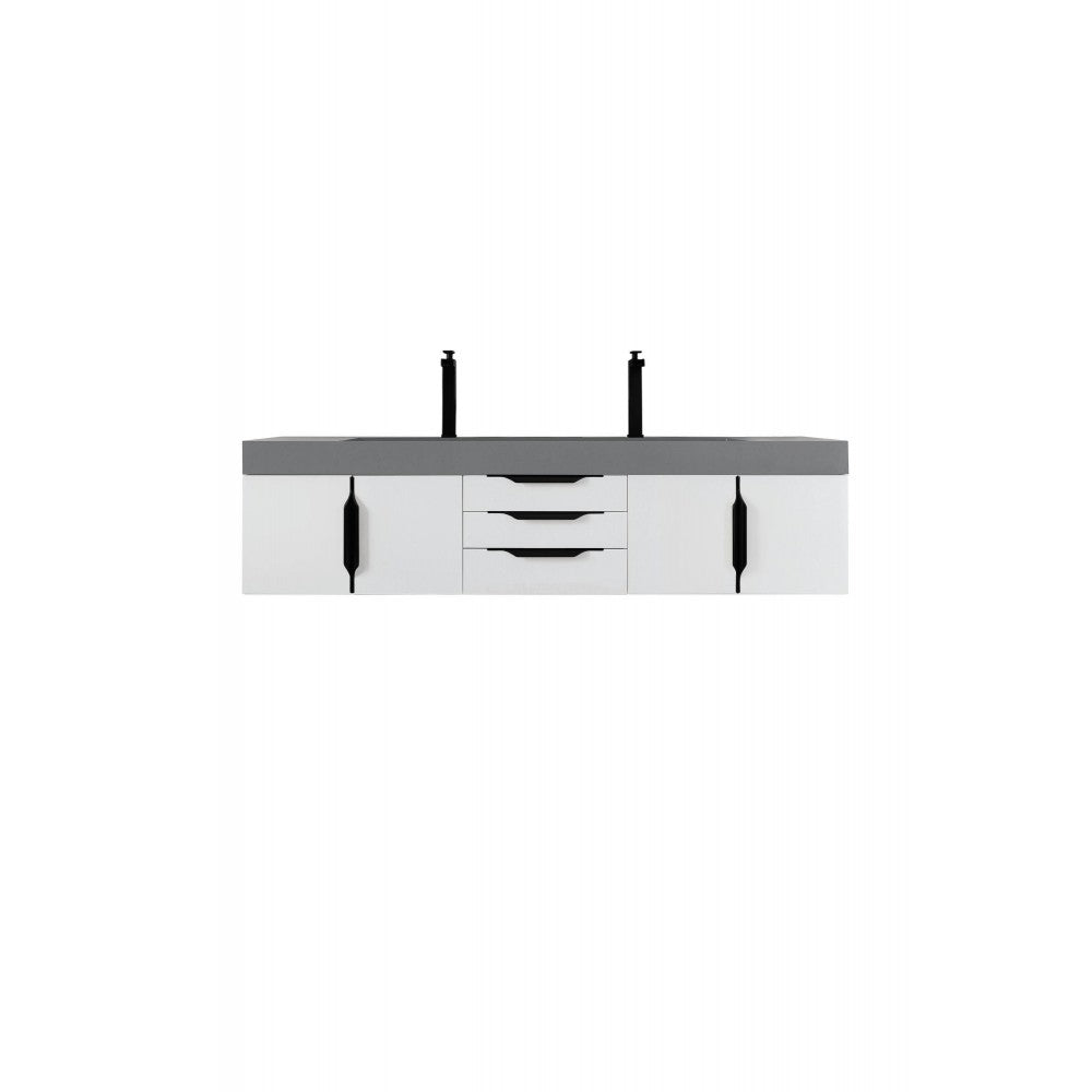 Mercer Island 72" Double Vanity White Black w/Dusk Gray Composite Top