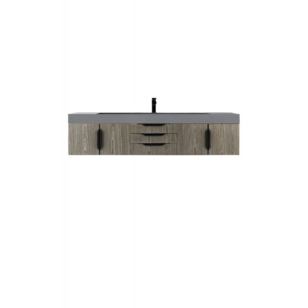 Mercer Island 72" Single Vanity Ash Gray Black w/Dusk Gray Glossy Composite Top