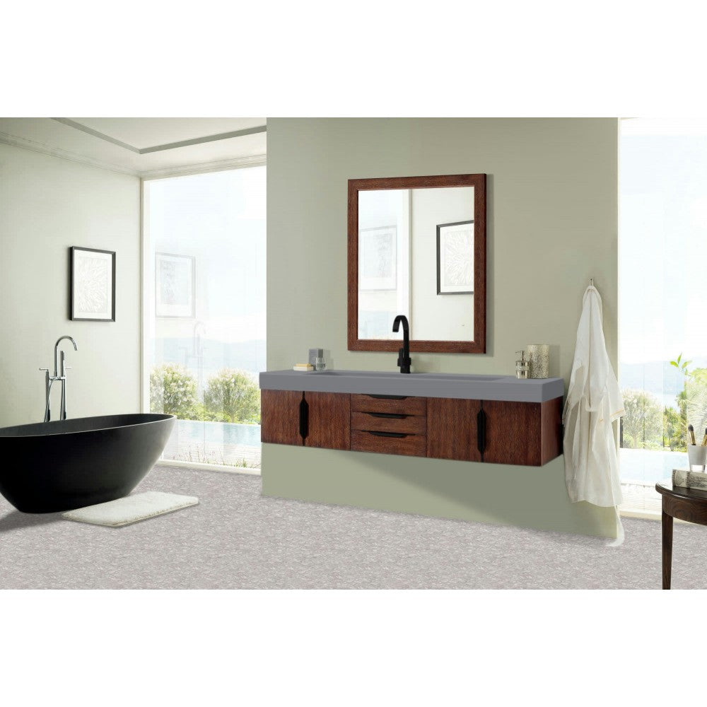 Mercer Island 72" Single Vanity Coffee Oak Black w/Dusk Gray Composite Top