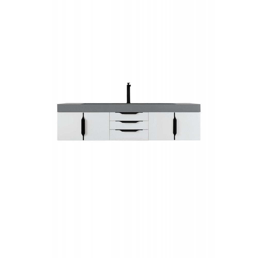 Mercer Island 72" Single Vanity White Black w/Dusk Gray Composite Top
