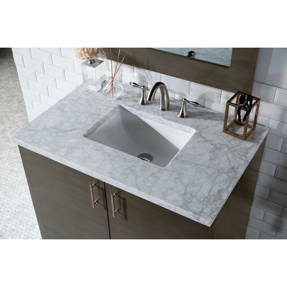 Metropolitan 36" Silver Oak Single Vanity w/ 3 CM Carrara Marble Top