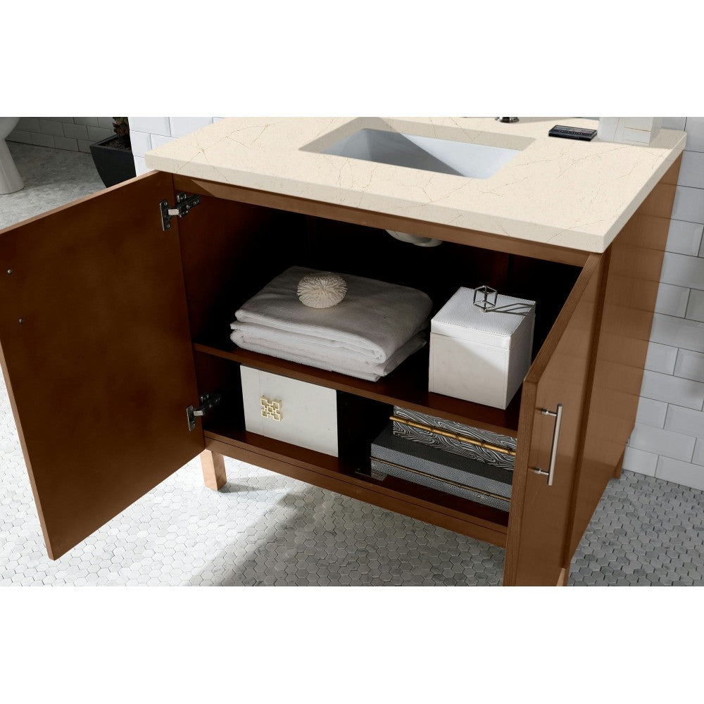 Metropolitan 36" Single Vanity American Walnut w/ 3 CM Eternal Marfil Quartz Top