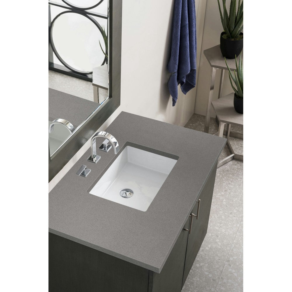 Metropolitan 36" Single Vanity, Silver Oak, w/ 3 CM Gray Expo Quartz Top