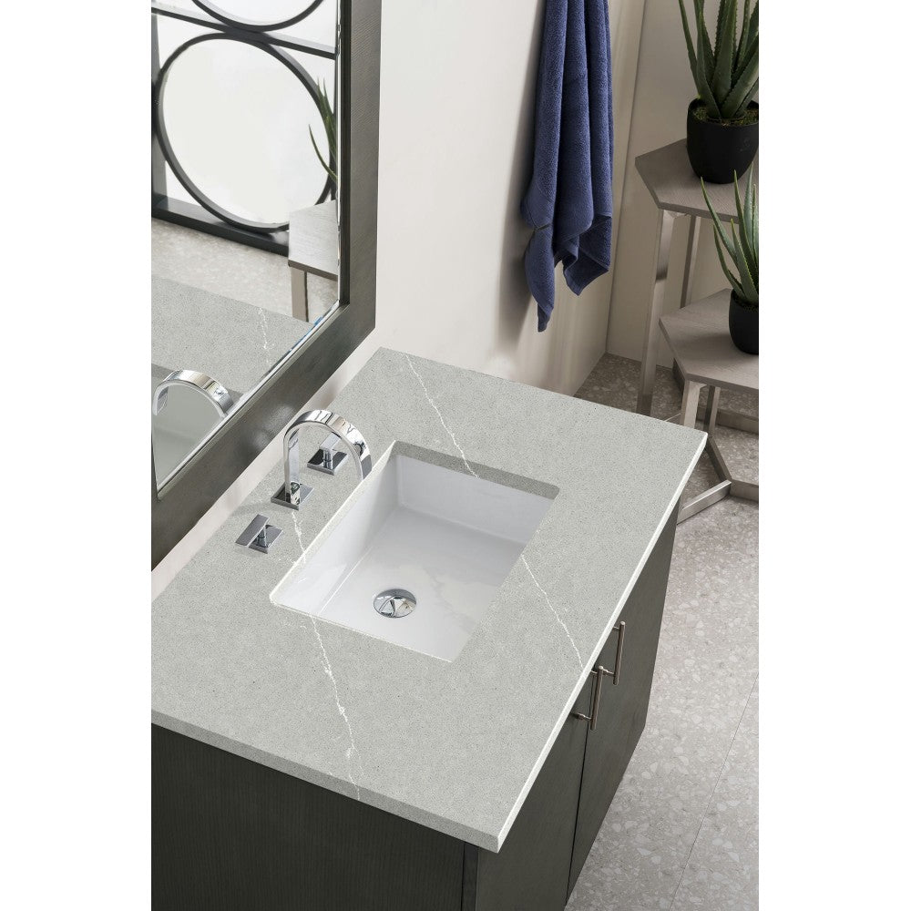 Metropolitan 36" Single Vanity, Silver Oak, w/ 3 CM Eternal Serena Quartz Top