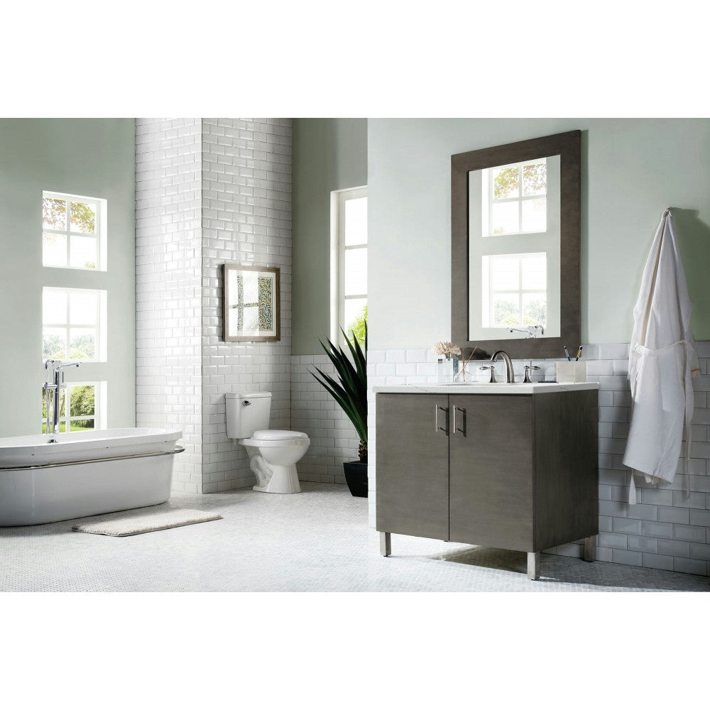 Metropolitan 36" Single Vanity, Silver Oak, w/ 3 CM Ethereal Noctis Quartz Top