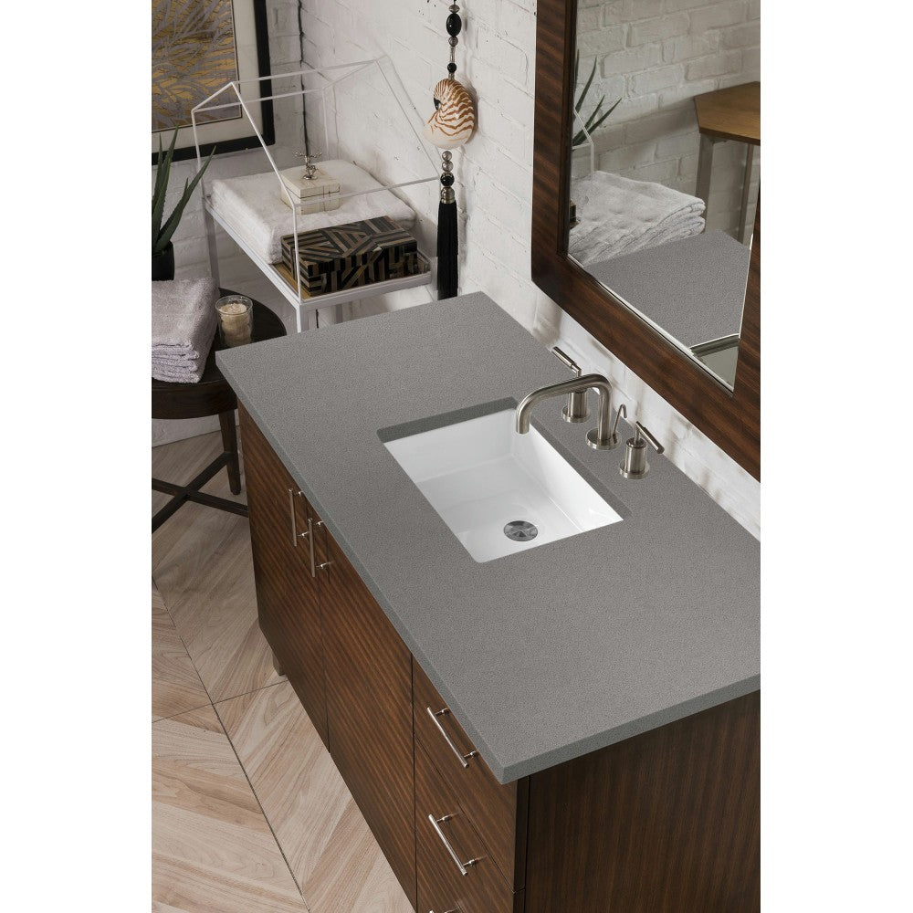 Metropolitan 48" Single Vanity, American Walnut, w/ 3 CM Gray Expo Quartz Top