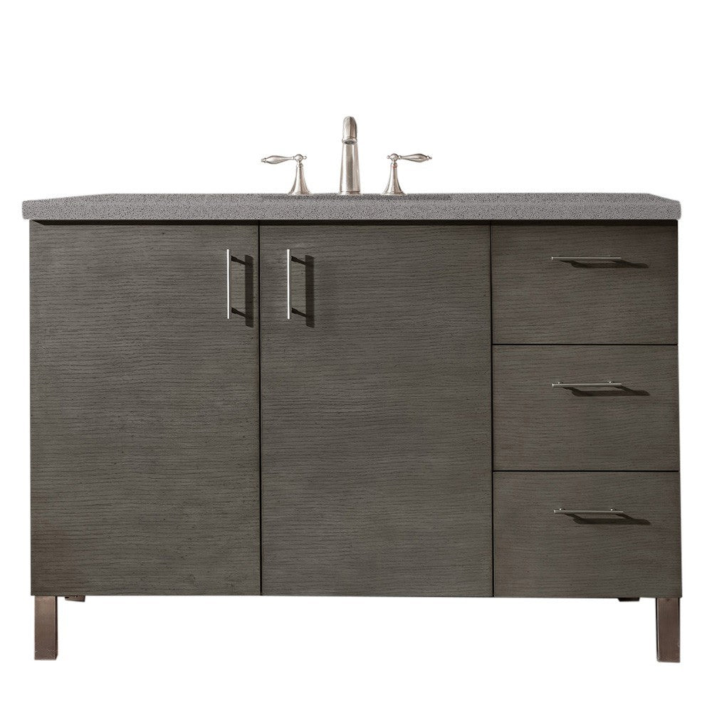 Metropolitan 48" Single Vanity, Silver Oak, w/ 3 CM Gray Expo Quartz Top