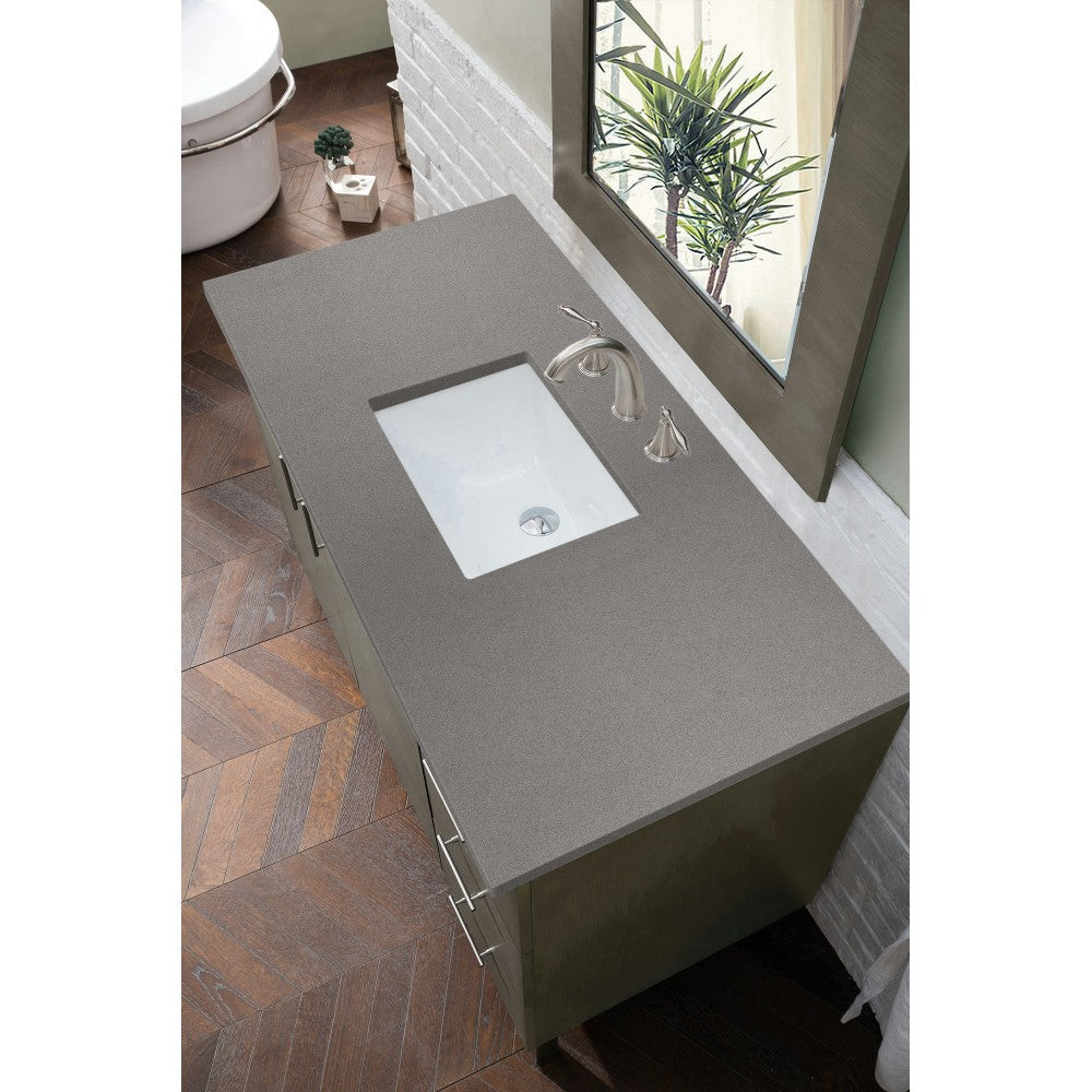 Metropolitan 48" Single Vanity, Silver Oak, w/ 3 CM Gray Expo Quartz Top