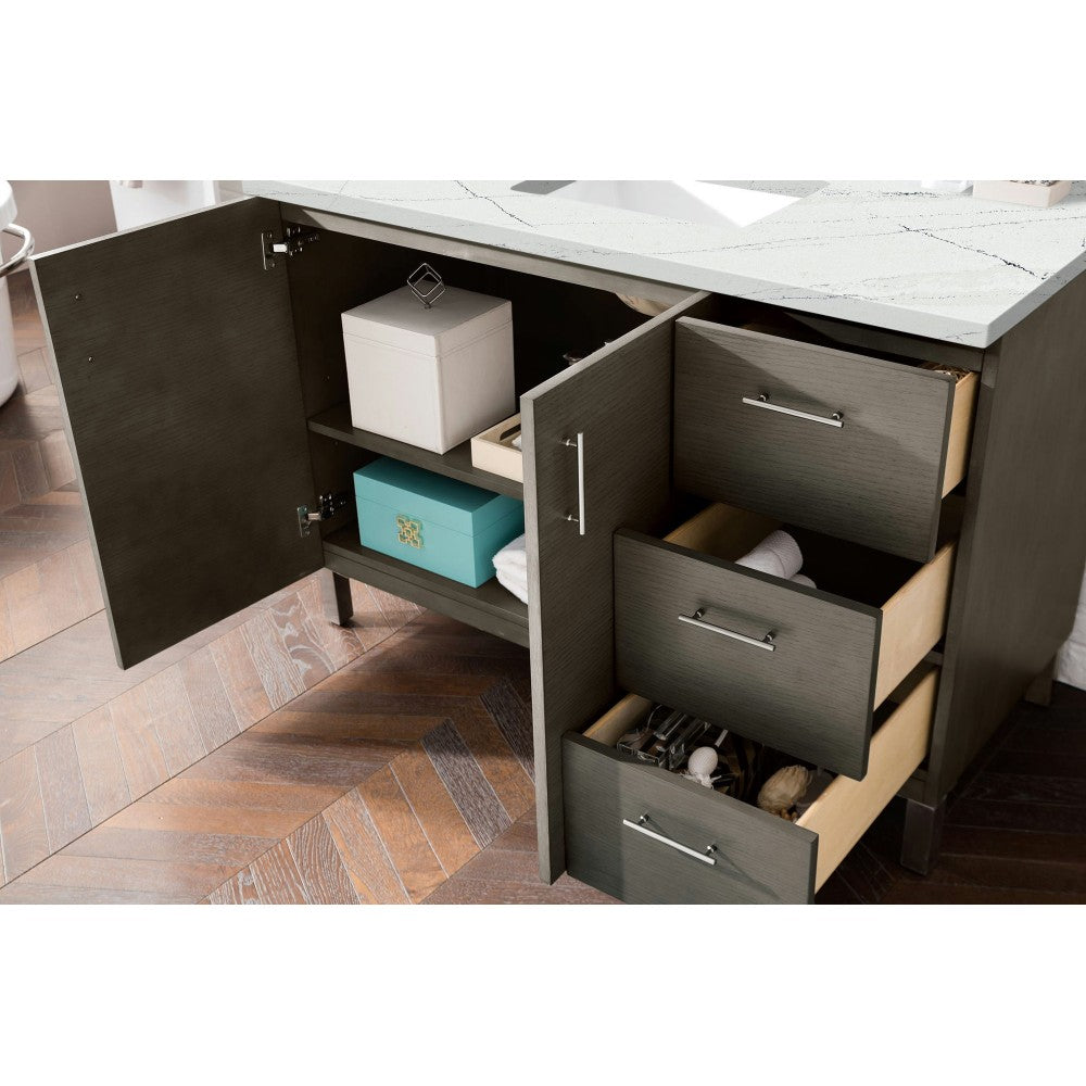 Metropolitan 48" Single Vanity, Silver Oak, w/ 3 CM Ethereal Noctis Quartz Top