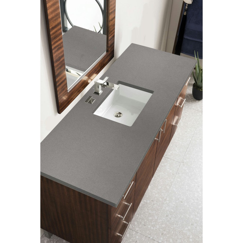 Metropolitan 60" Single Vanity, American Walnut, w/ 3 CM Gray Expo Quartz Top