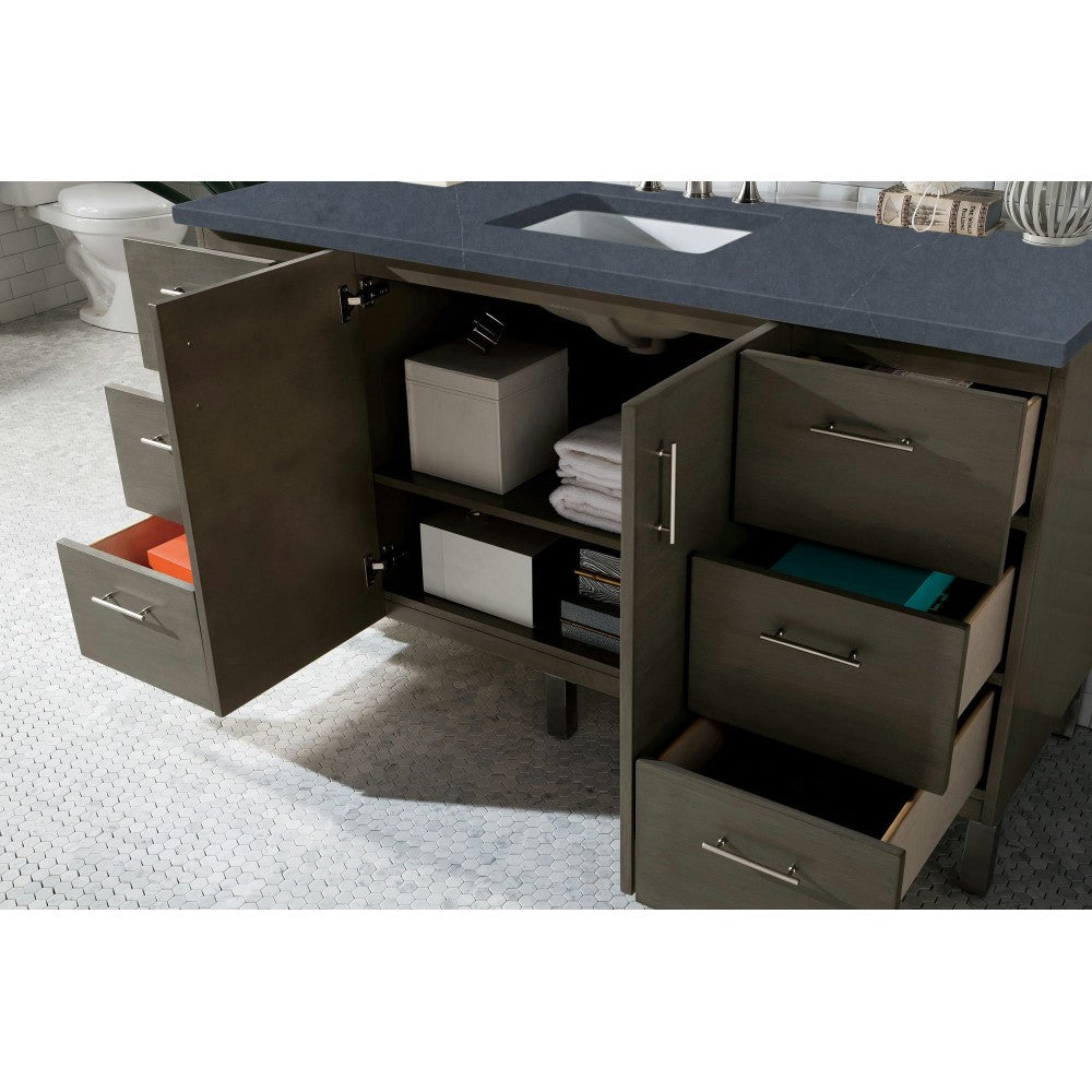 Metropolitan 60" Single Vanity Silver Oak w/ 3 CM Charcoal Soapstone Quartz Top