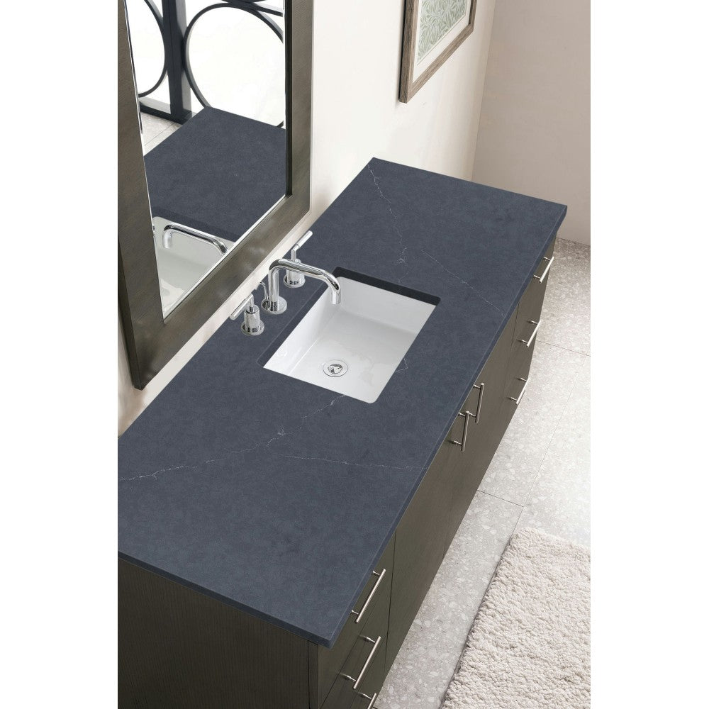 Metropolitan 60" Single Vanity Silver Oak w/ 3 CM Charcoal Soapstone Quartz Top