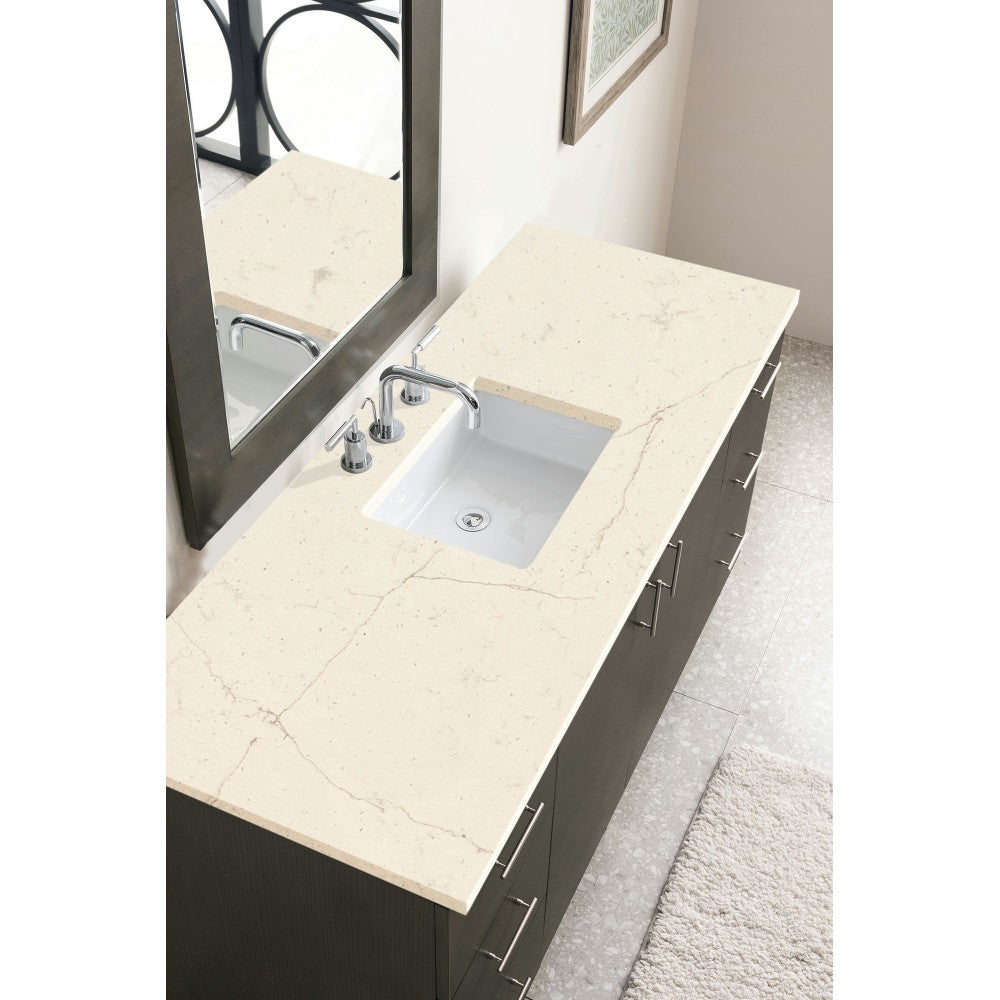 Metropolitan 60" Single Vanity, Silver Oak, w/ 3 CM Eternal Marfil Quartz Top