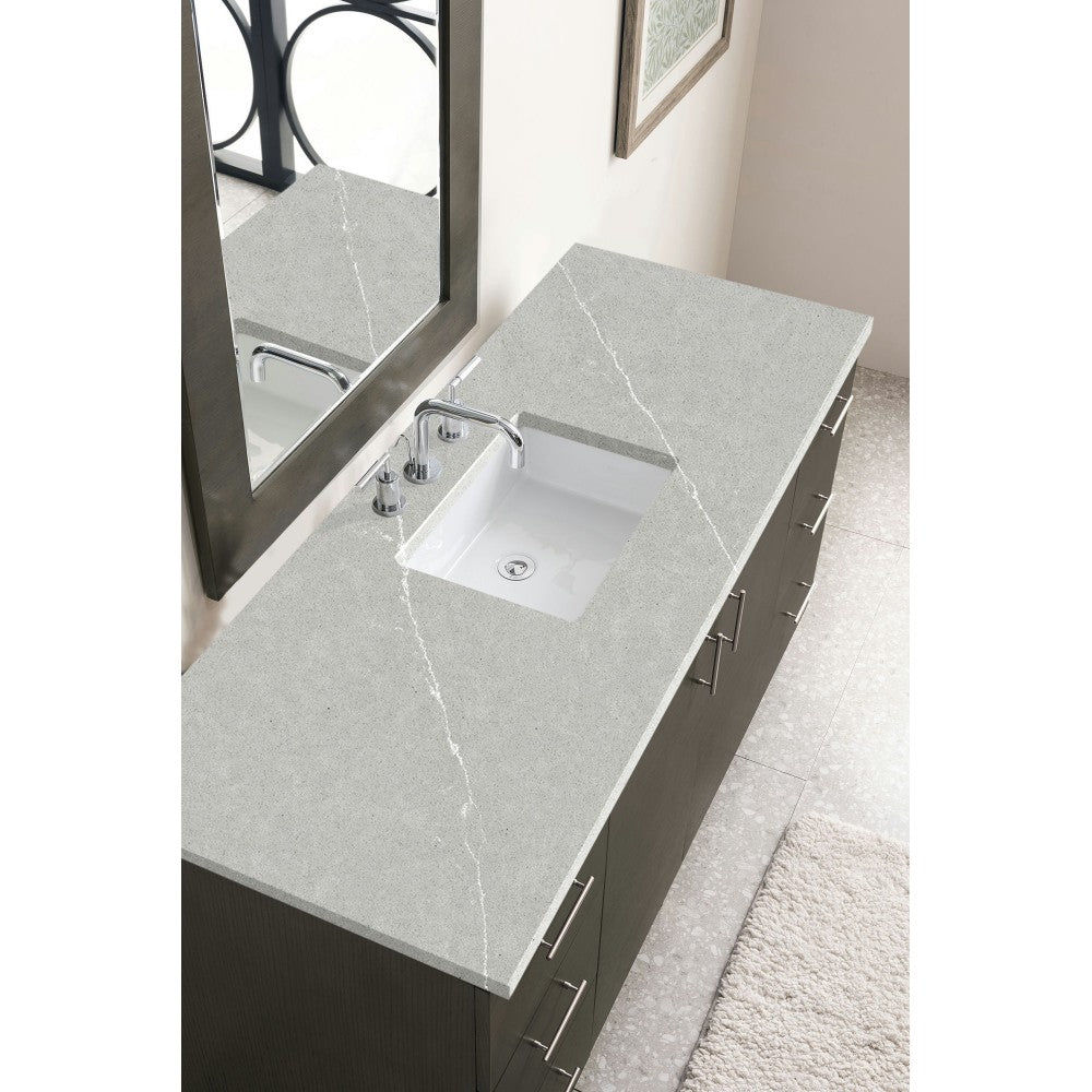 Metropolitan 60" Single Vanity, Silver Oak, w/ 3 CM Eternal Serena Quartz Top