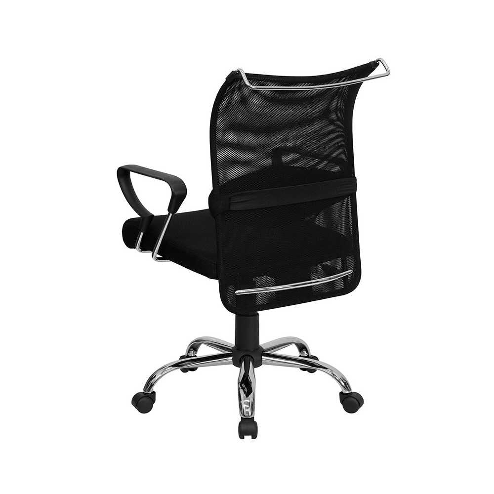 Mid-Back Black Mesh Swivel Manager's Office Chair with Adjustable Lumbar Support and Arms