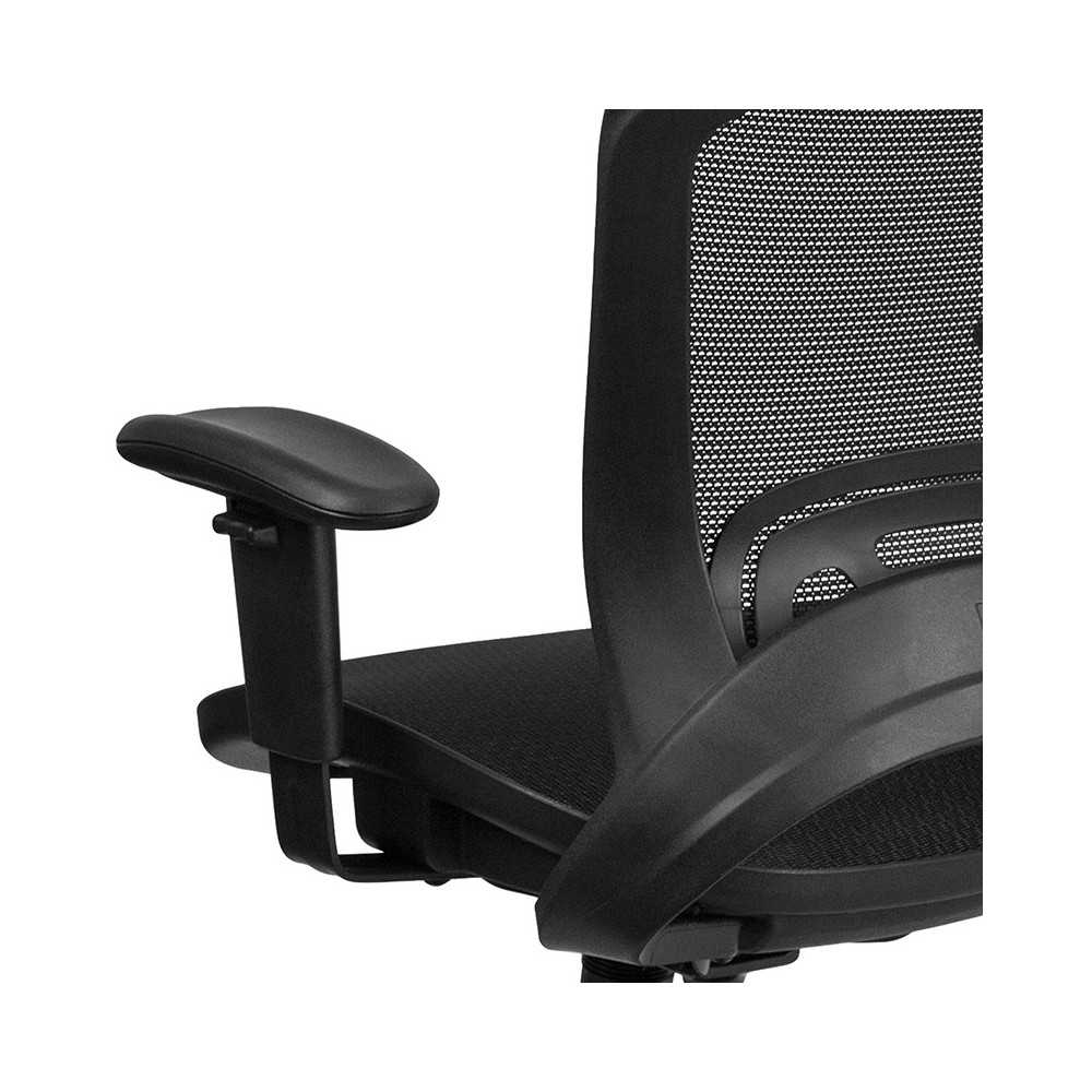 Mid-Back Transparent Black Mesh Executive Swivel Office Chair with Adjustable Arms