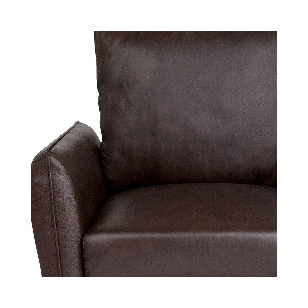 Milton Park Upholstered Plush Pillow Back Arm Chair in Brown LeatherSoft