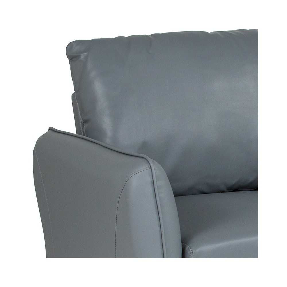 Milton Park Upholstered Plush Pillow Back Arm Chair in Gray LeatherSoft