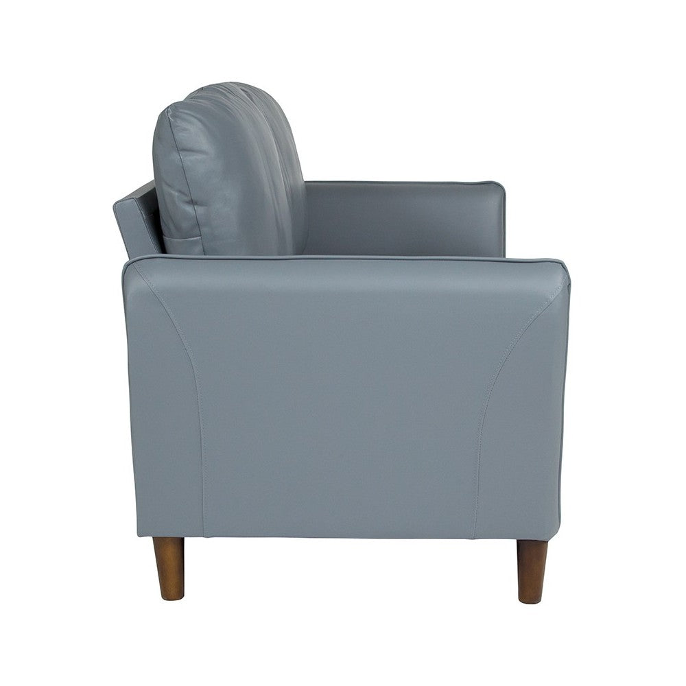 Milton Park Upholstered Plush Pillow Back Loveseat in Gray LeatherSoft