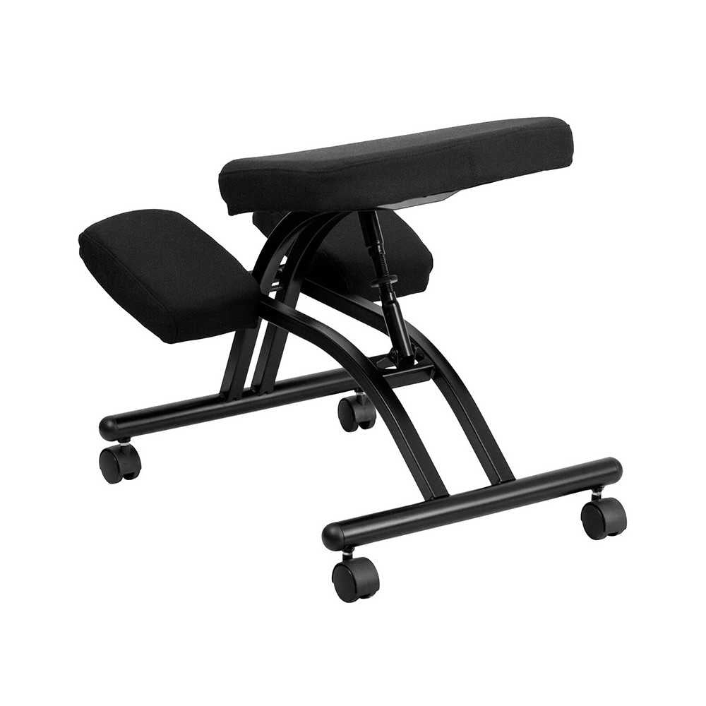 Mobile Ergonomic Kneeling Office Chair in Black Fabric