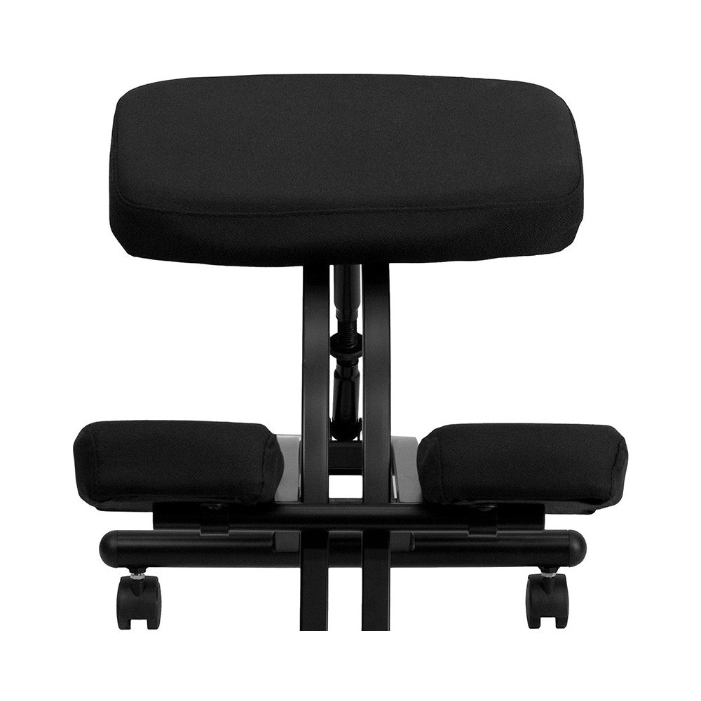 Mobile Ergonomic Kneeling Office Chair in Black Fabric