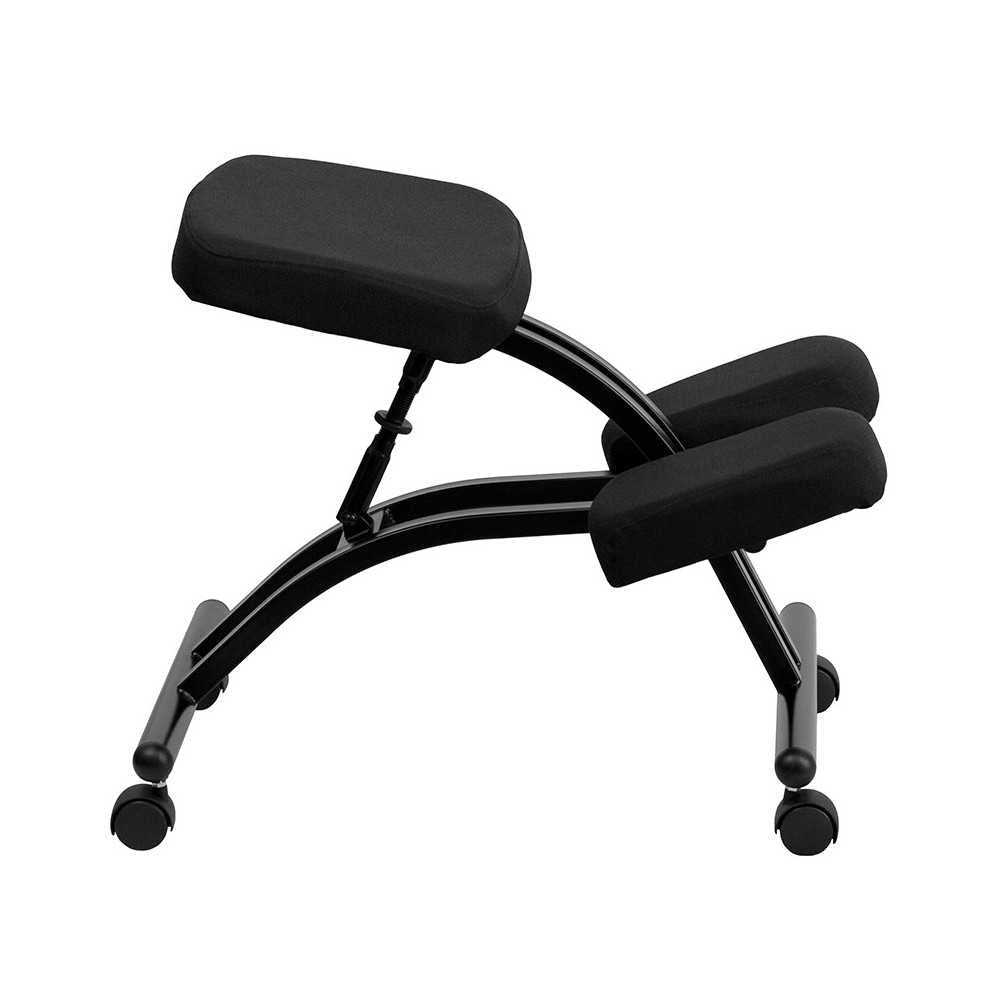 Mobile Ergonomic Kneeling Office Chair in Black Fabric