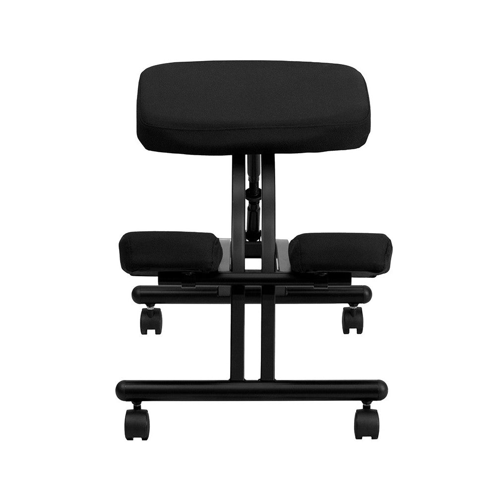 Mobile Ergonomic Kneeling Office Chair in Black Fabric