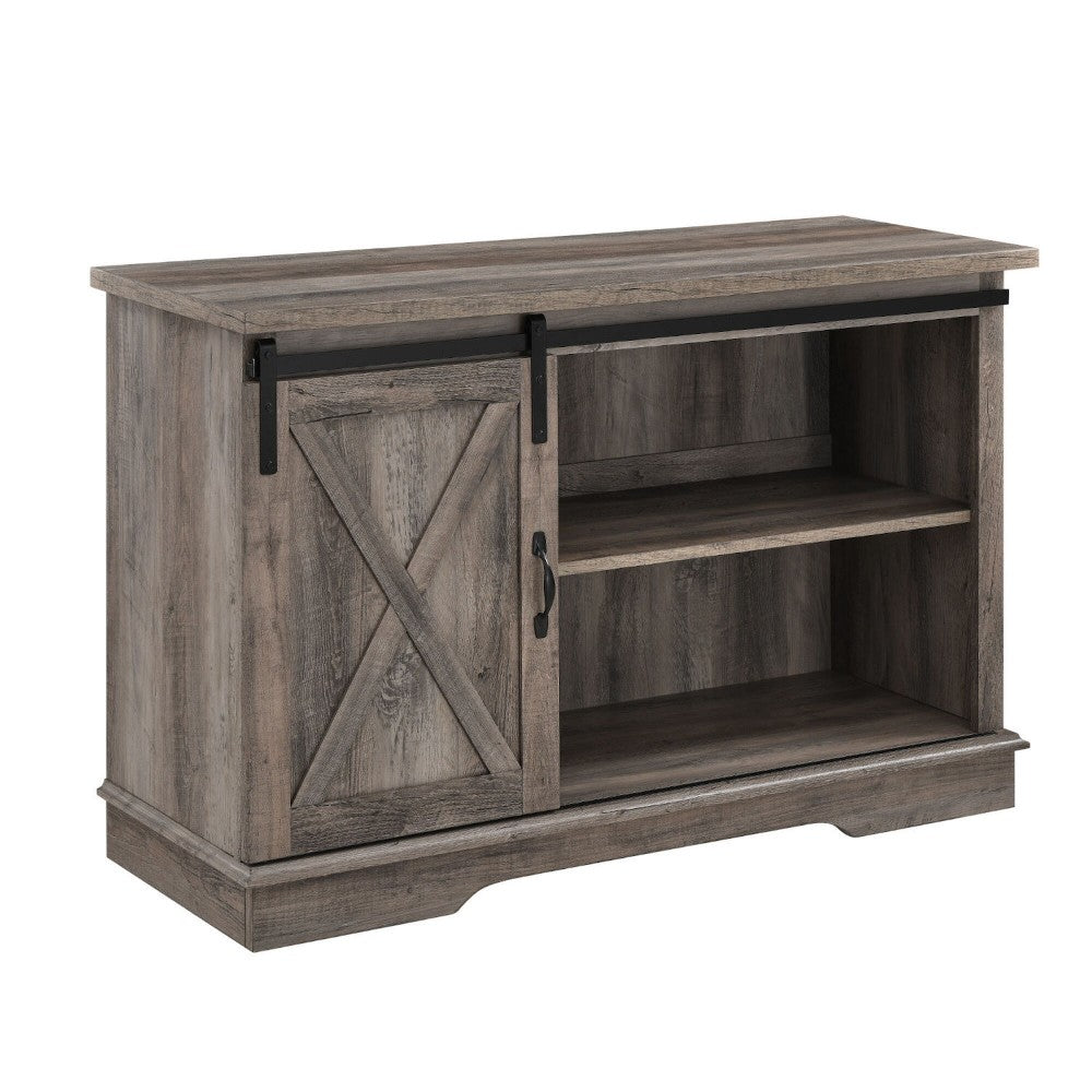 Modern Farmhouse Sliding X-Barn Door TV Stand for TVs up to 50" - Gray Wash
