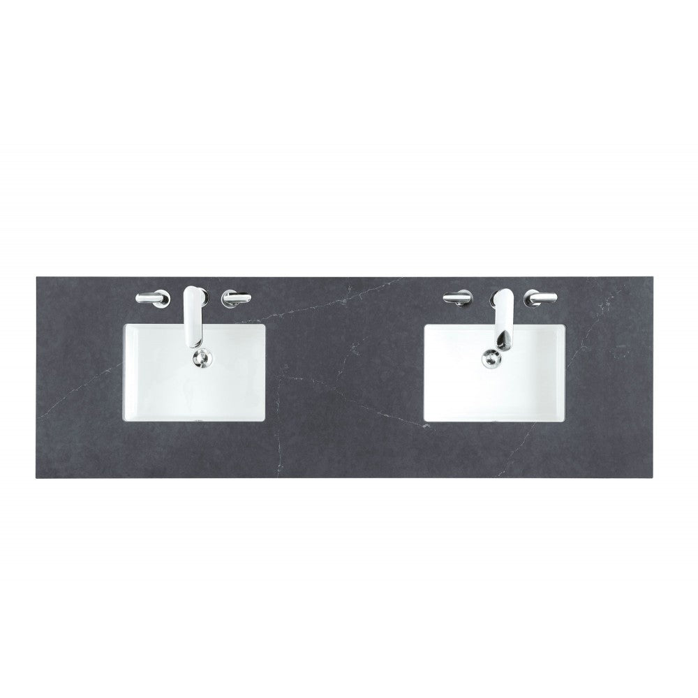 Mykonos 72" Double Vanity, Cinnamon, w/ 3 CM Charcoal Soapstone Quartz Top