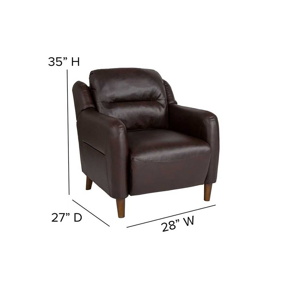 Newton Hill Upholstered Bustle Back Arm Chair in Brown LeatherSoft