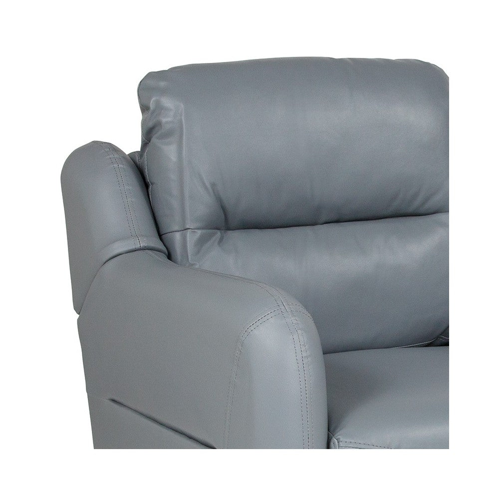 Newton Hill Upholstered Bustle Back Arm Chair in Gray LeatherSoft