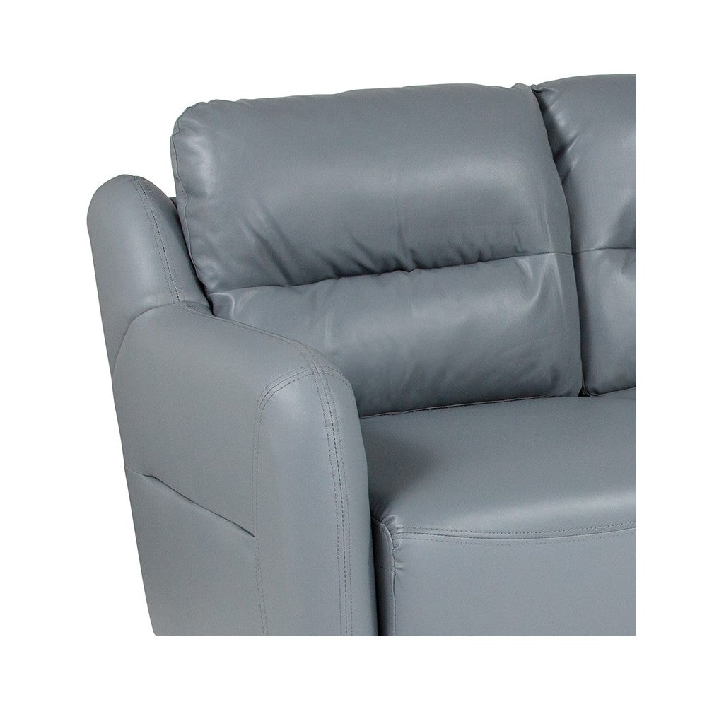 Newton Hill Upholstered Bustle Back Loveseat in Gray LeatherSoft